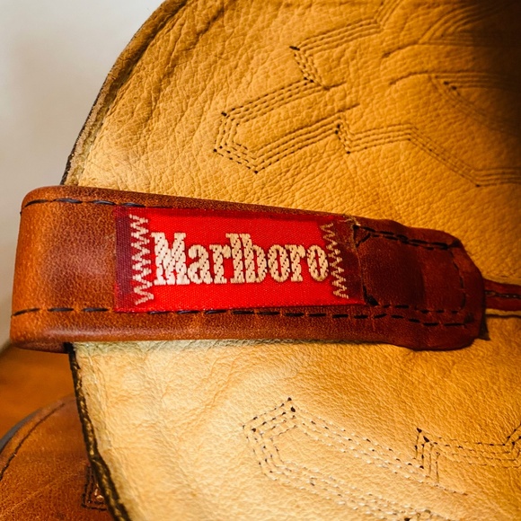 Vintage Dan Post Marlboro Mens Leather USA Hand Made Western Boots, 9D. - Picture 4 of 9